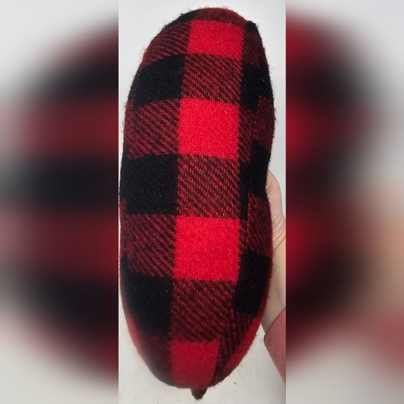 Vintage Woolrich 12" Red/black Plaid Striped Duck Pillow Doorstop EUC - Picture 6 of 11
